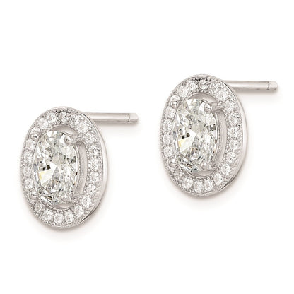 Sterlingsilber Rhodiniert Poliert Pavé Zirkonia Oval Ohrstecker