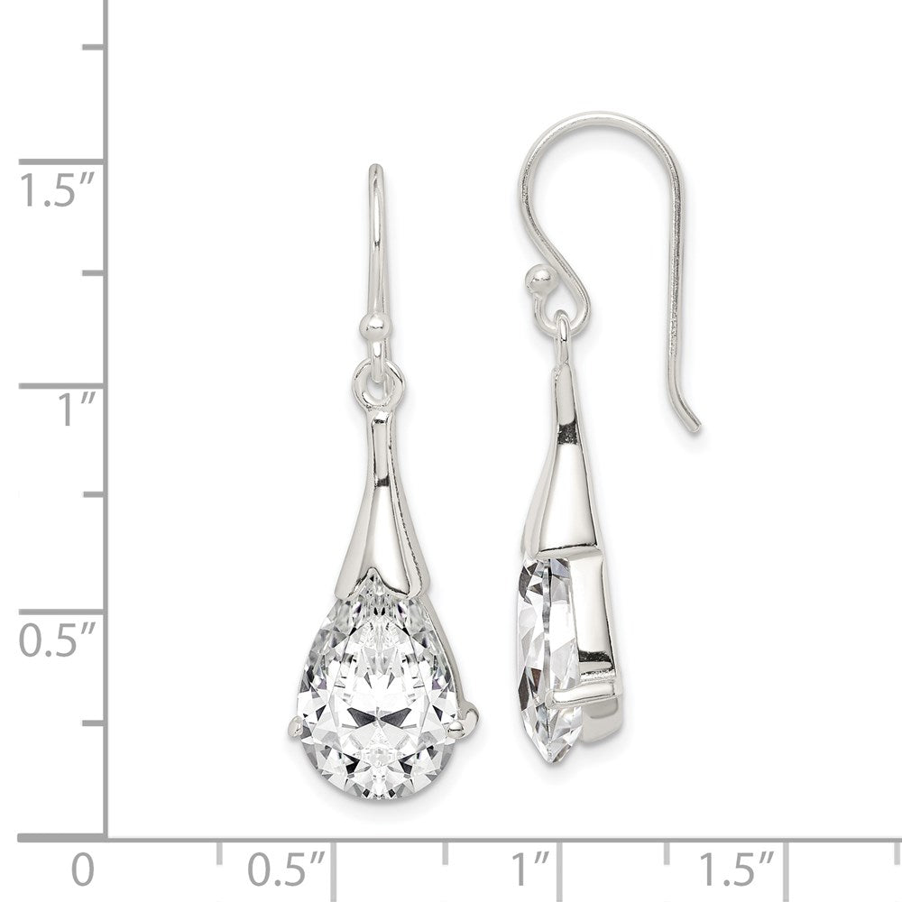 Sterlingsilber Poliert Zirkonia Tropfen Ohrhänger