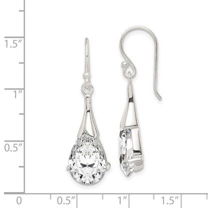Sterlingsilber Poliert Zirkonia Tropfen Ohrhänger