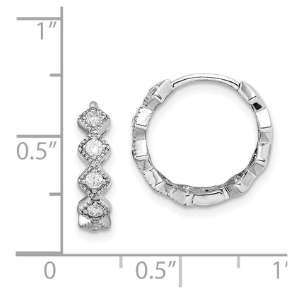 Sterlingsilber Rhodiniert Zirkonia Klappbar Creolen