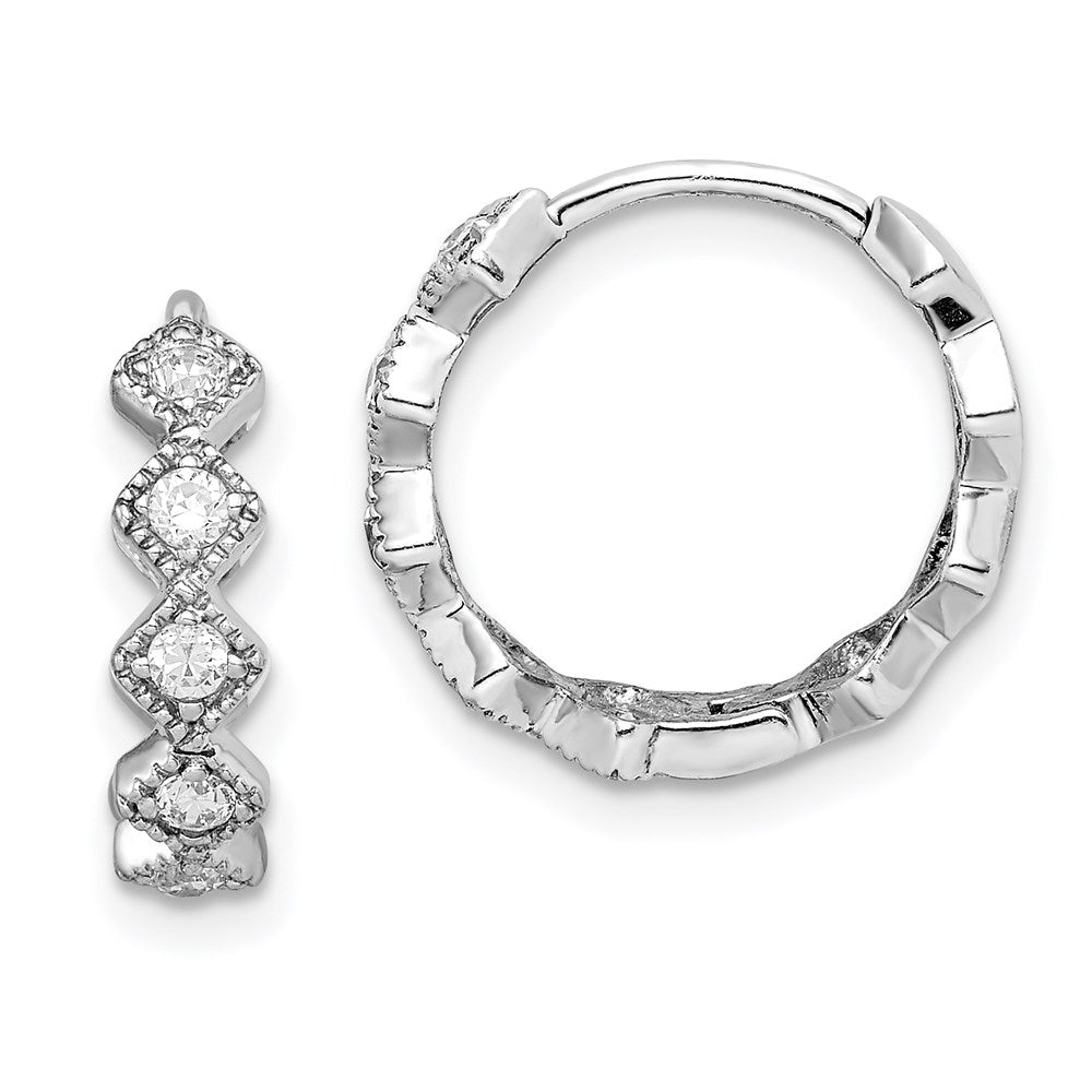 Sterlingsilber Rhodiniert Zirkonia Klappbar Creolen