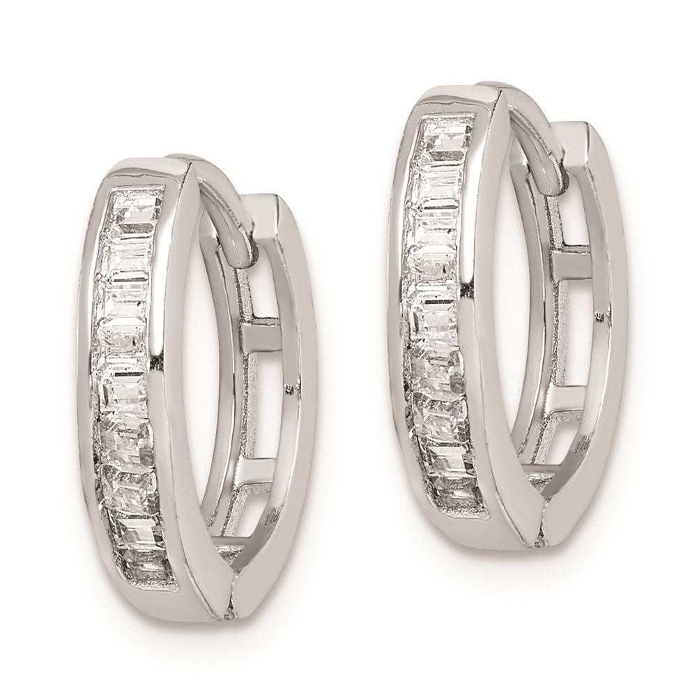 Sterlingsilber Rhodiniert Zirkonia Baguette Klappbar Creolen