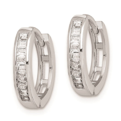 Sterlingsilber Rhodiniert Zirkonia Baguette Klappbar Creolen