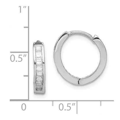 Sterlingsilber Rhodiniert Zirkonia Baguette Klappbar Creolen