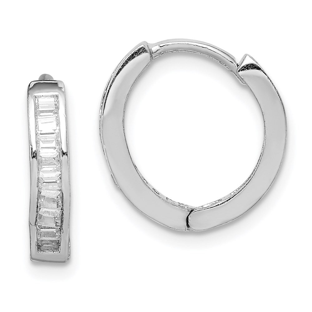 Sterlingsilber Rhodiniert Zirkonia Baguette Klappbar Creolen