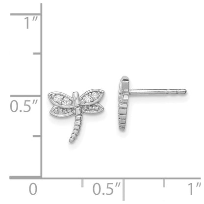 Sterlingsilber Rhodiniert Poliert Zirkonia Libelle Ohrstecker