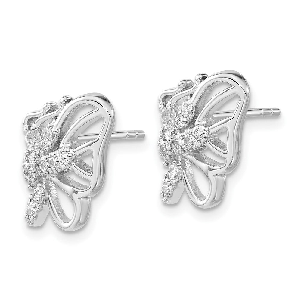 Sterlingsilber Rhodiniert Zirkonia Schmetterling Ohrstecker