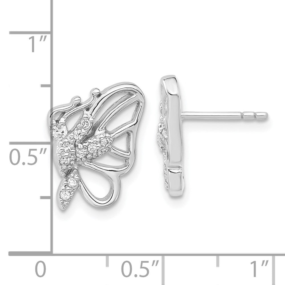 Sterlingsilber Rhodiniert Zirkonia Schmetterling Ohrstecker