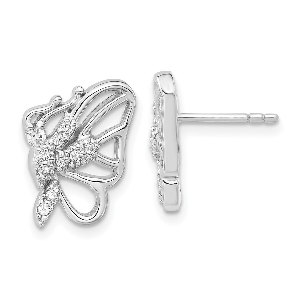 Sterlingsilber Rhodiniert Zirkonia Schmetterling Ohrstecker