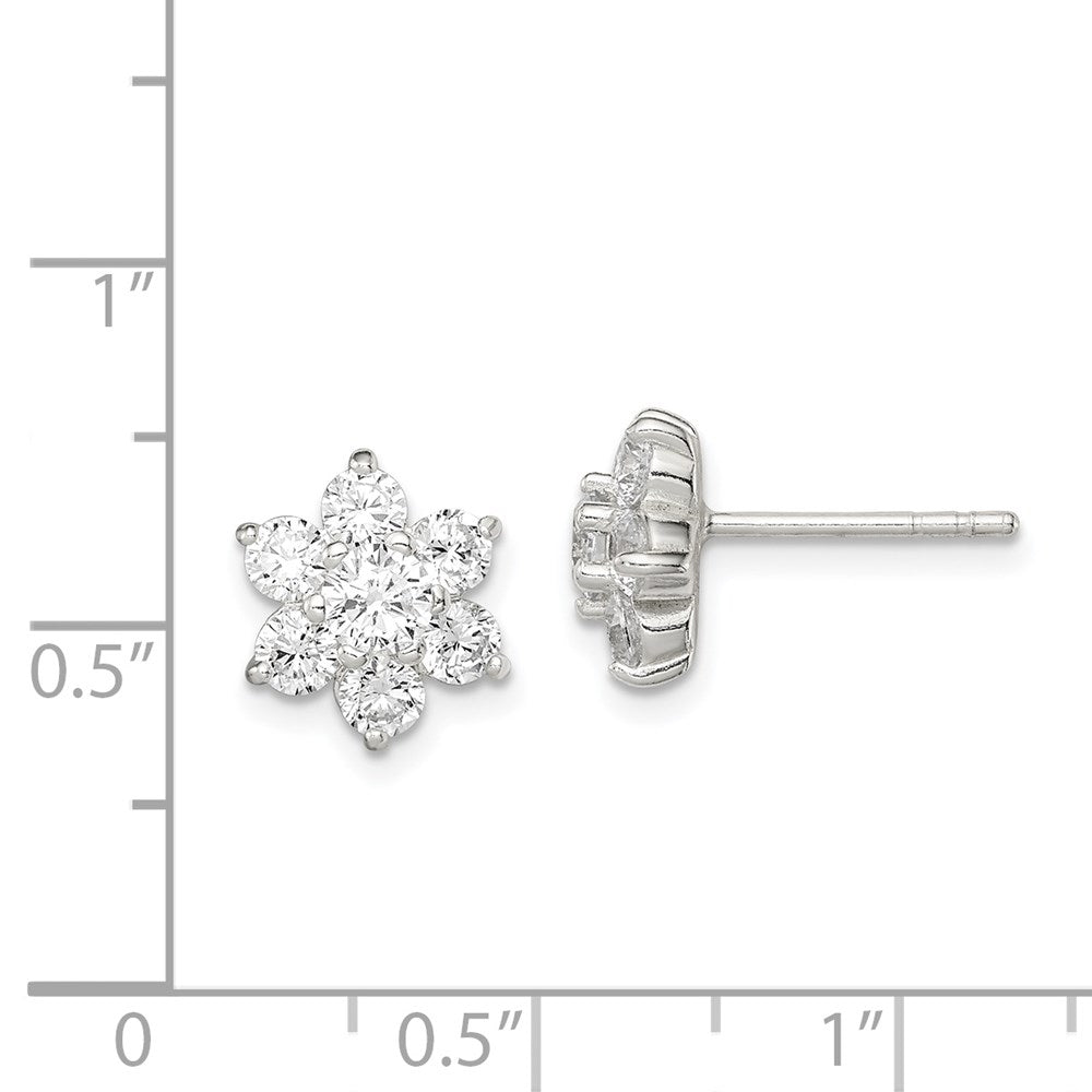 Sterlingsilber Zirkonia Blume Ohrstecker