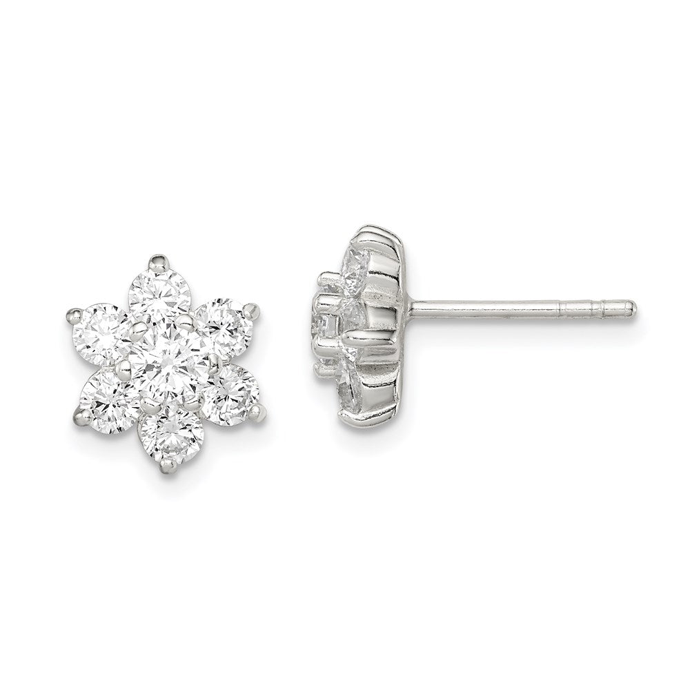 Sterlingsilber Zirkonia Blume Ohrstecker