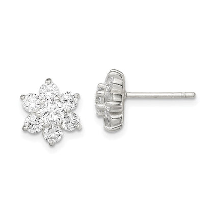 Sterlingsilber Zirkonia Blume Ohrstecker