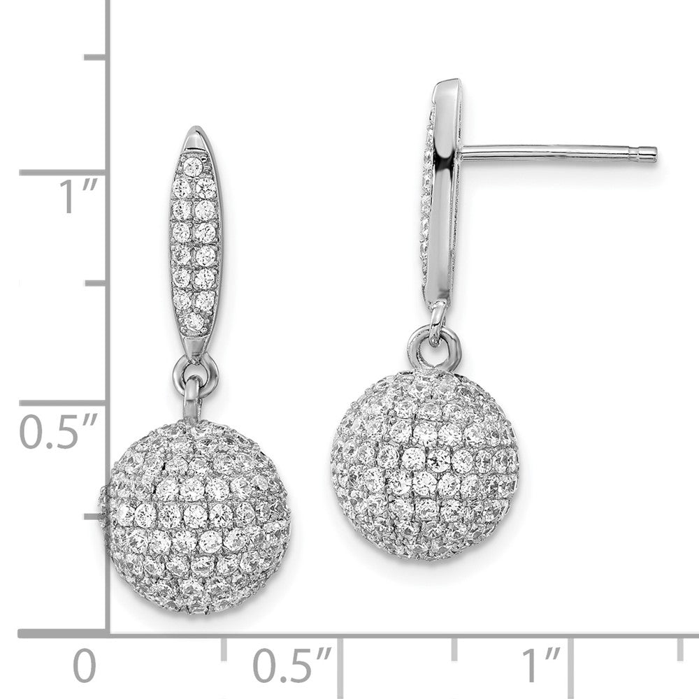 Sterlingsilber Rhodiniert Pavé Zirkonia 3-d Kugel Stecker Ohrhänger