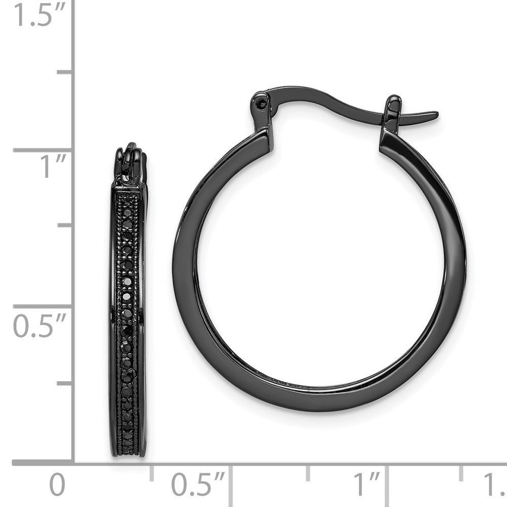 Sterlingsilber Schwarz Rhodiniert Zirkonia Rund Creolen