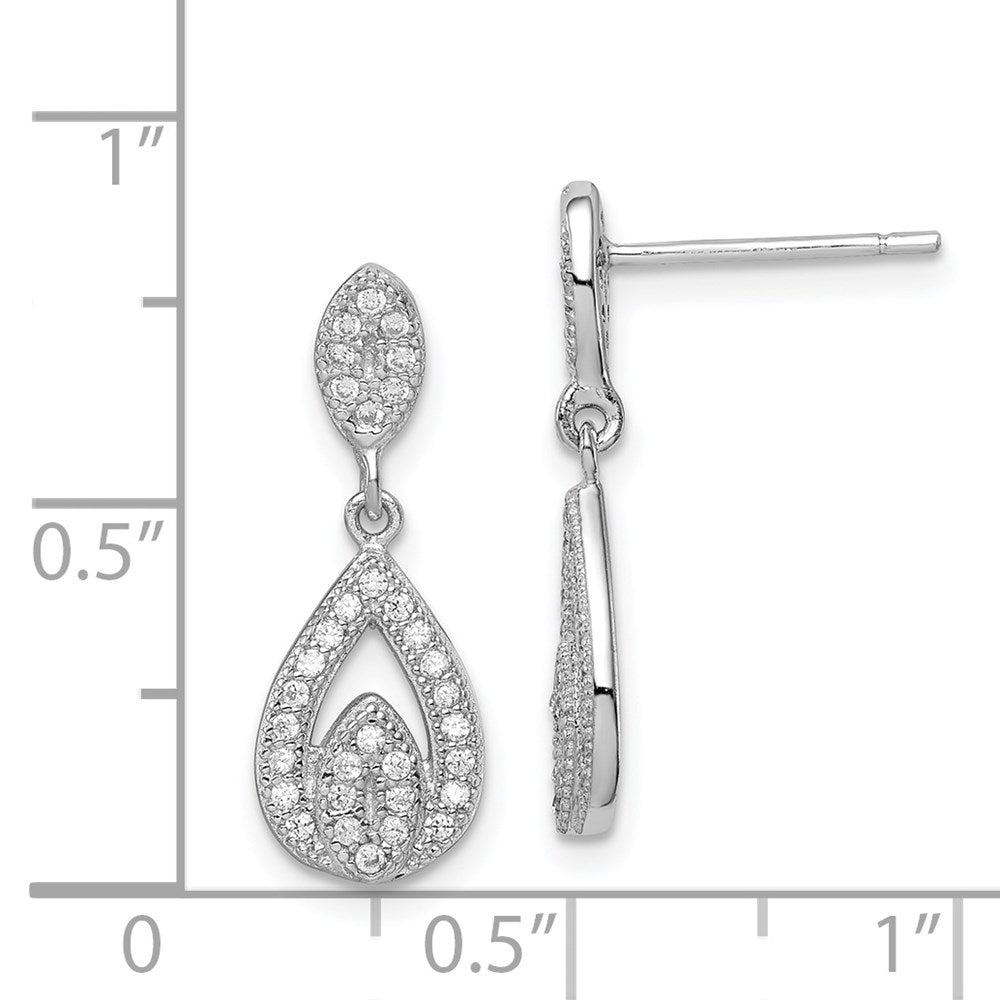 Sterlingsilber Rhodiniert Zirkonia Pavé Tropfen Hängend Ohrstecker
