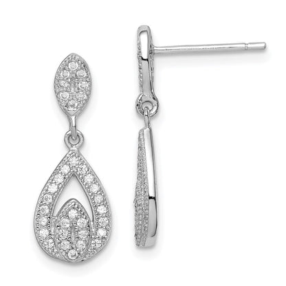 Sterlingsilber Rhodiniert Zirkonia Pavé Tropfen Hängend Ohrstecker