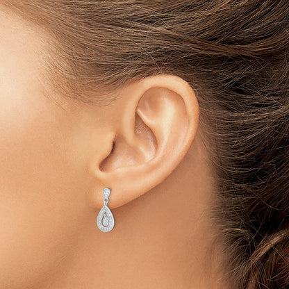 Sterlingsilber Rhodiniert Zirkonia Pavé Tropfen Hängend Ohrstecker