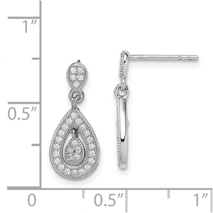 Sterlingsilber Rhodiniert Zirkonia Pavé Tropfen Hängend Ohrstecker