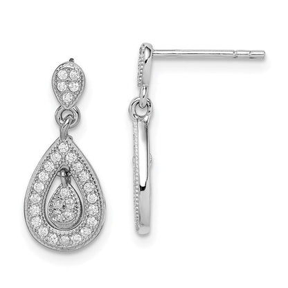 Sterlingsilber Rhodiniert Zirkonia Pavé Tropfen Hängend Ohrstecker