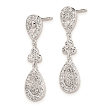 Sterlingsilber Rhodiniert Zirkonia Pavé Tropfen Hängend Ohrstecker