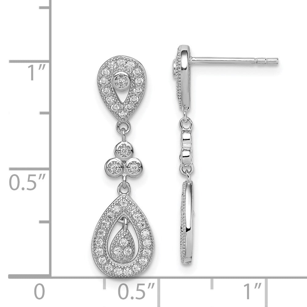 Sterlingsilber Rhodiniert Zirkonia Pavé Tropfen Hängend Ohrstecker