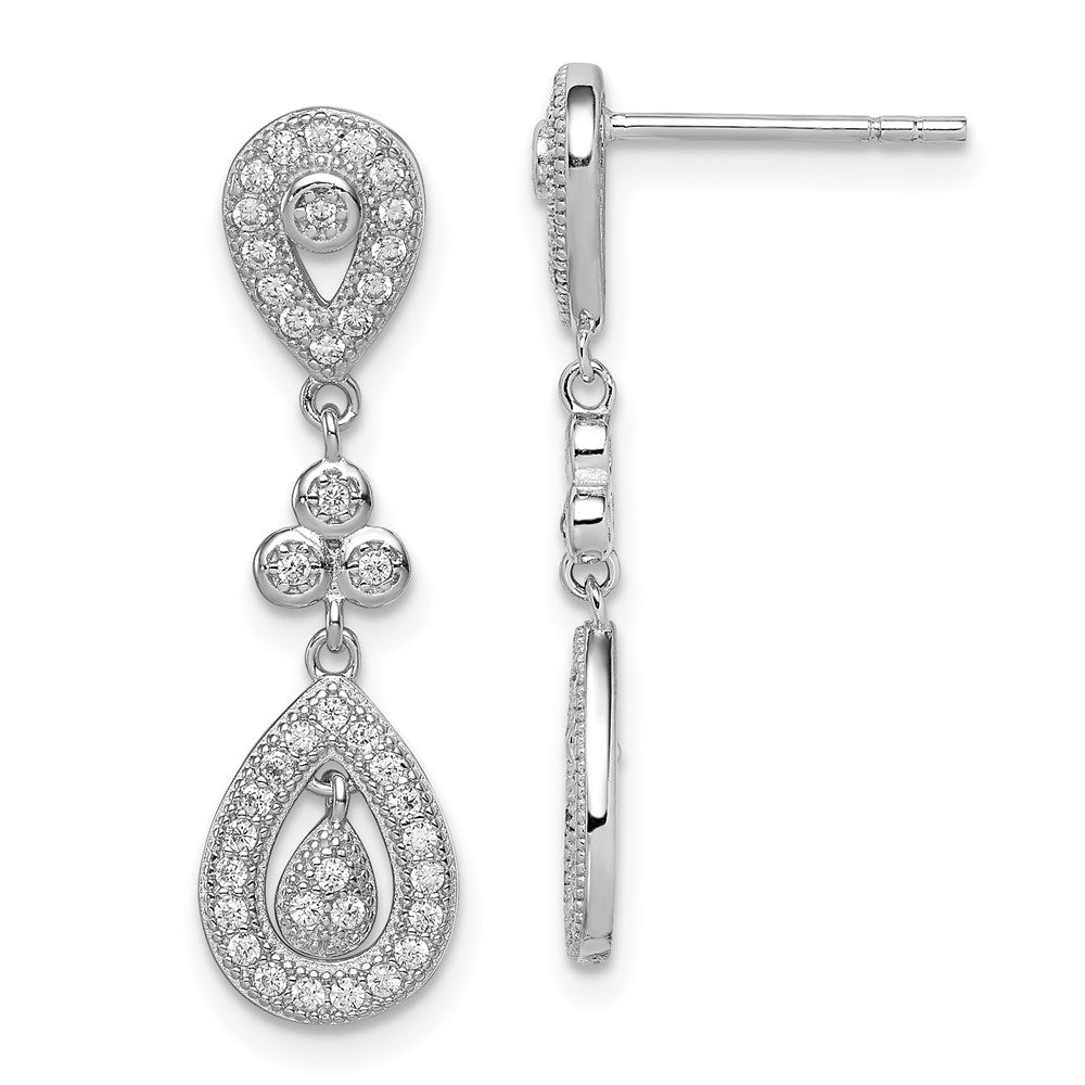 Sterlingsilber Rhodiniert Zirkonia Pavé Tropfen Hängend Ohrstecker