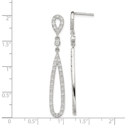 Sterlingsilber Rhodiniert Poliert Zirkonia Tropfen Stecker Ohrhänger