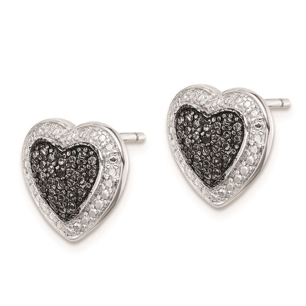 Sterlingsilber Schwarz Rhodiniert Zirkonia Herz Ohrstecker