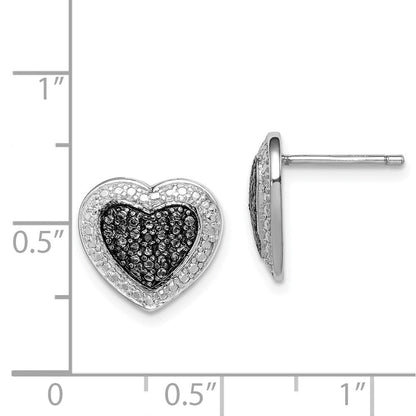 Sterlingsilber Schwarz Rhodiniert Zirkonia Herz Ohrstecker