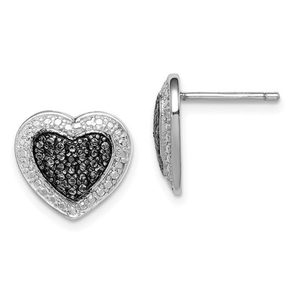 Sterlingsilber Schwarz Rhodiniert Zirkonia Herz Ohrstecker