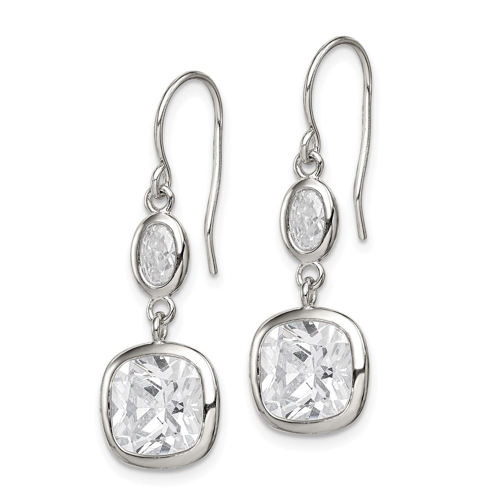 Sterlingsilber Rhodiniert Poliert Oval & Quadratisch Zirkonia Ohrhänger