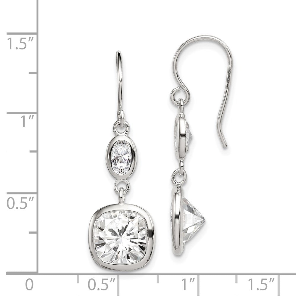 Sterlingsilber Rhodiniert Poliert Oval & Quadratisch Zirkonia Ohrhänger
