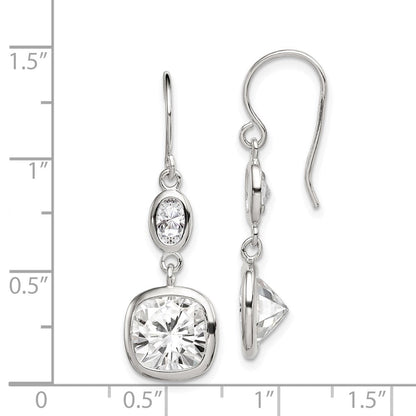 Sterlingsilber Rhodiniert Poliert Oval & Quadratisch Zirkonia Ohrhänger
