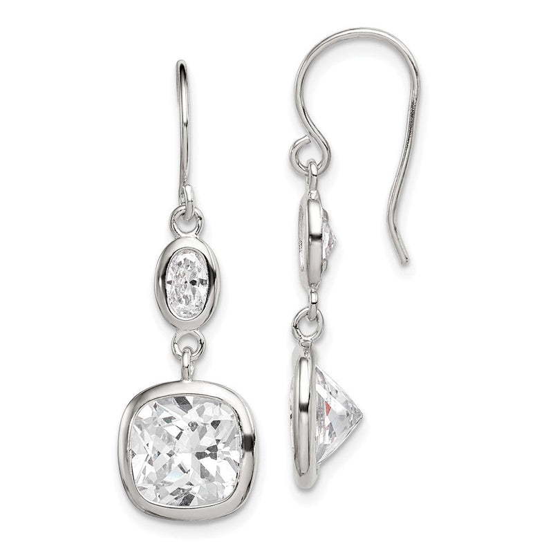 Sterlingsilber Rhodiniert Poliert Oval & Quadratisch Zirkonia Ohrhänger