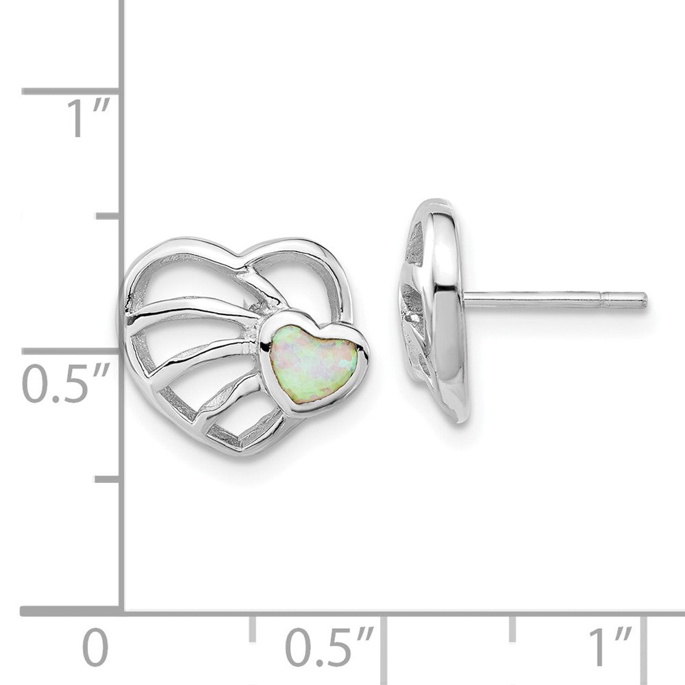 Sterlingsilber Synthetisch Opal Herz Ohrstecker