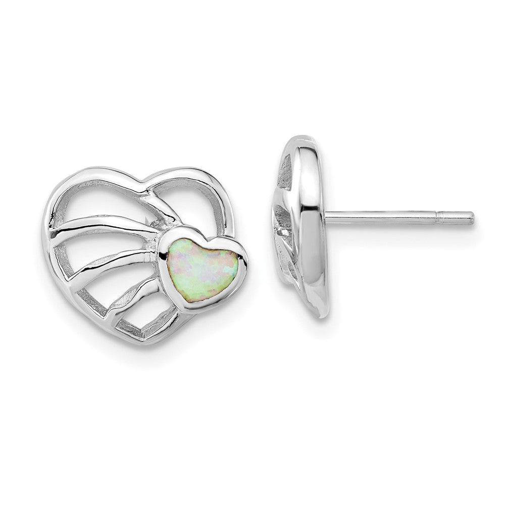 Sterlingsilber Synthetisch Opal Herz Ohrstecker