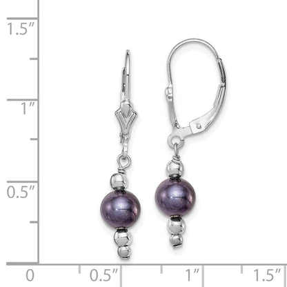 Sterlingsilber Rhodiniert Poliert 6-7mm Schwarz Süßwasser Zuchtperle Brisur Ohrhänger