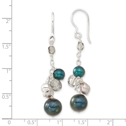 Sterlingsilber Mehrfarbig Synthetisch Perle & Glas Perle Cluster Ohrhänger