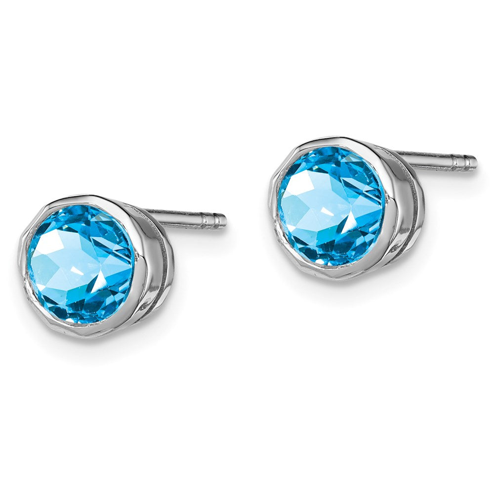 Sterlingsilber Rhodiniert Blautopas Kreis Ohrstecker