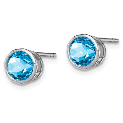 Sterlingsilber Rhodiniert Blautopas Kreis Ohrstecker
