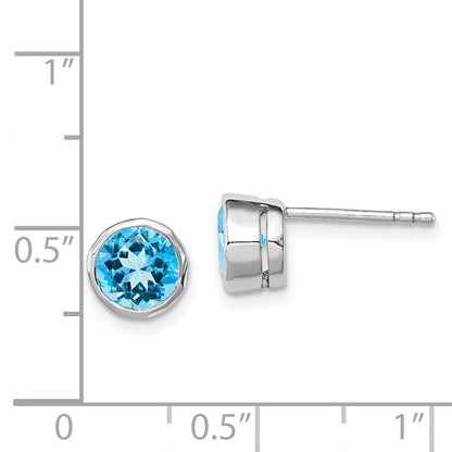 Sterlingsilber Rhodiniert Blautopas Kreis Ohrstecker