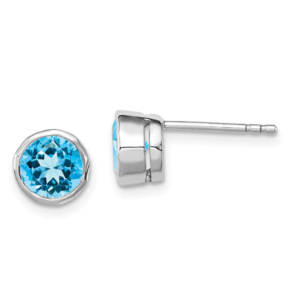 Sterlingsilber Rhodiniert Blautopas Kreis Ohrstecker