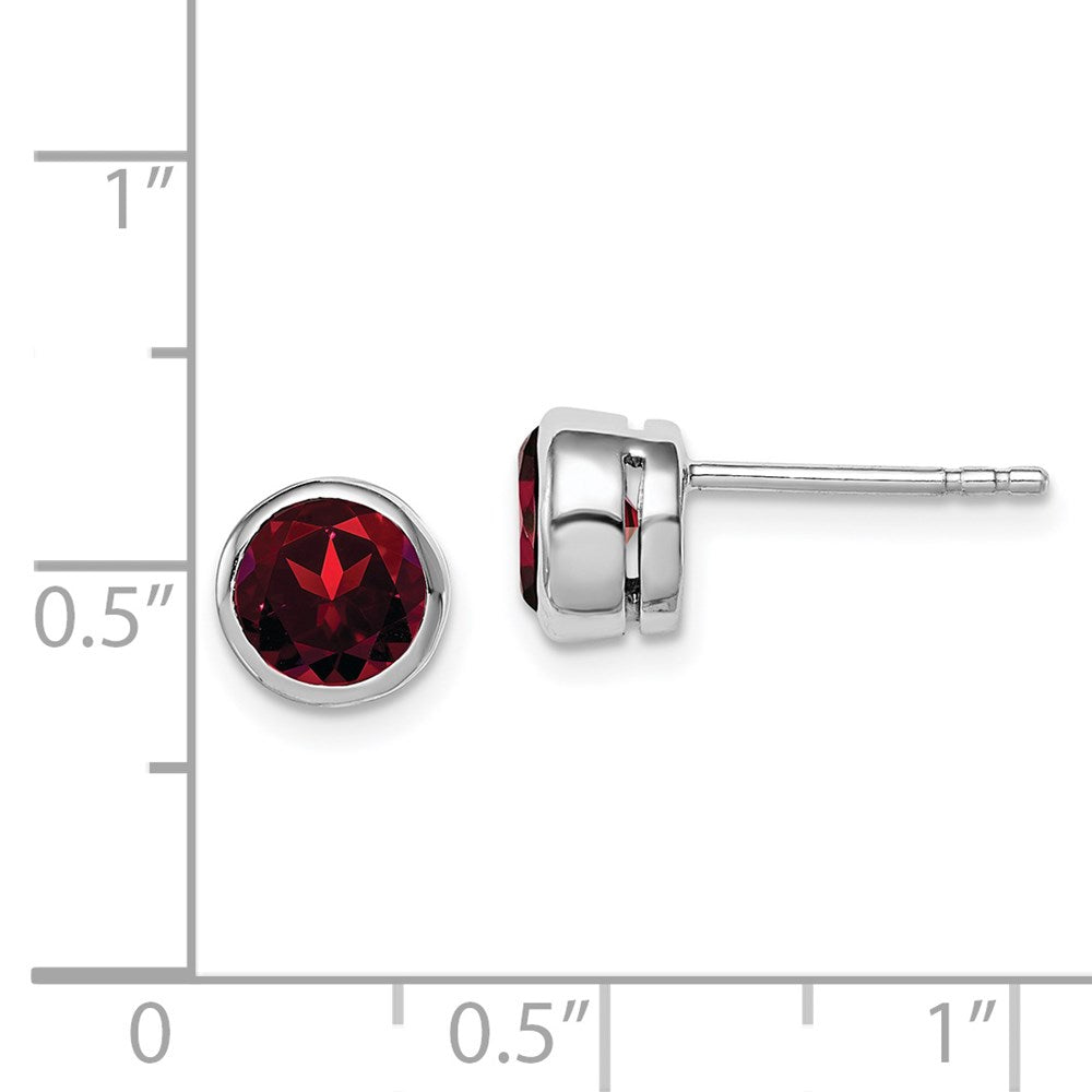 Sterlingsilber Rhodiniert Granat Kreis Ohrstecker