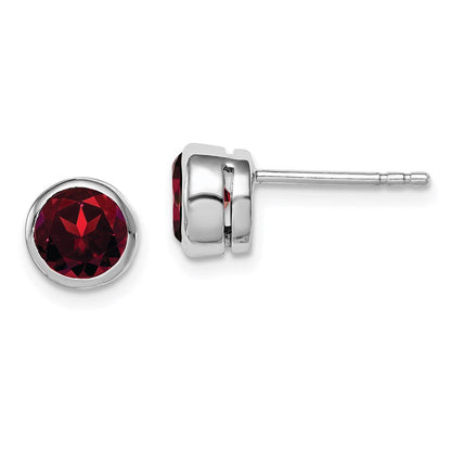 Sterlingsilber Rhodiniert Granat Kreis Ohrstecker