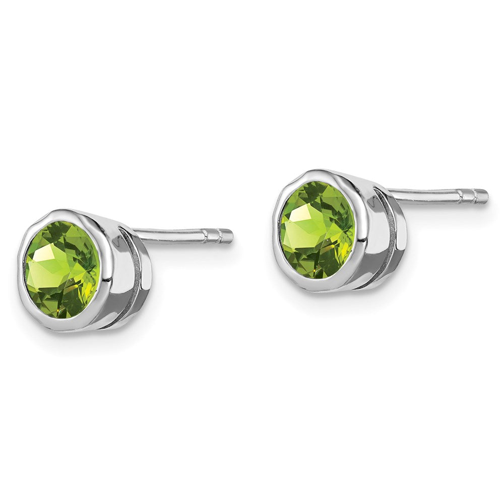 Sterlingsilber Rhodiniert Peridot Kreis Ohrstecker