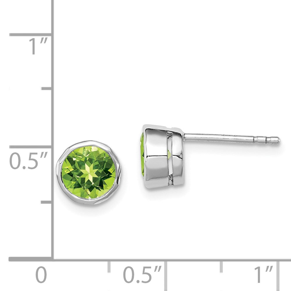 Sterlingsilber Rhodiniert Peridot Kreis Ohrstecker