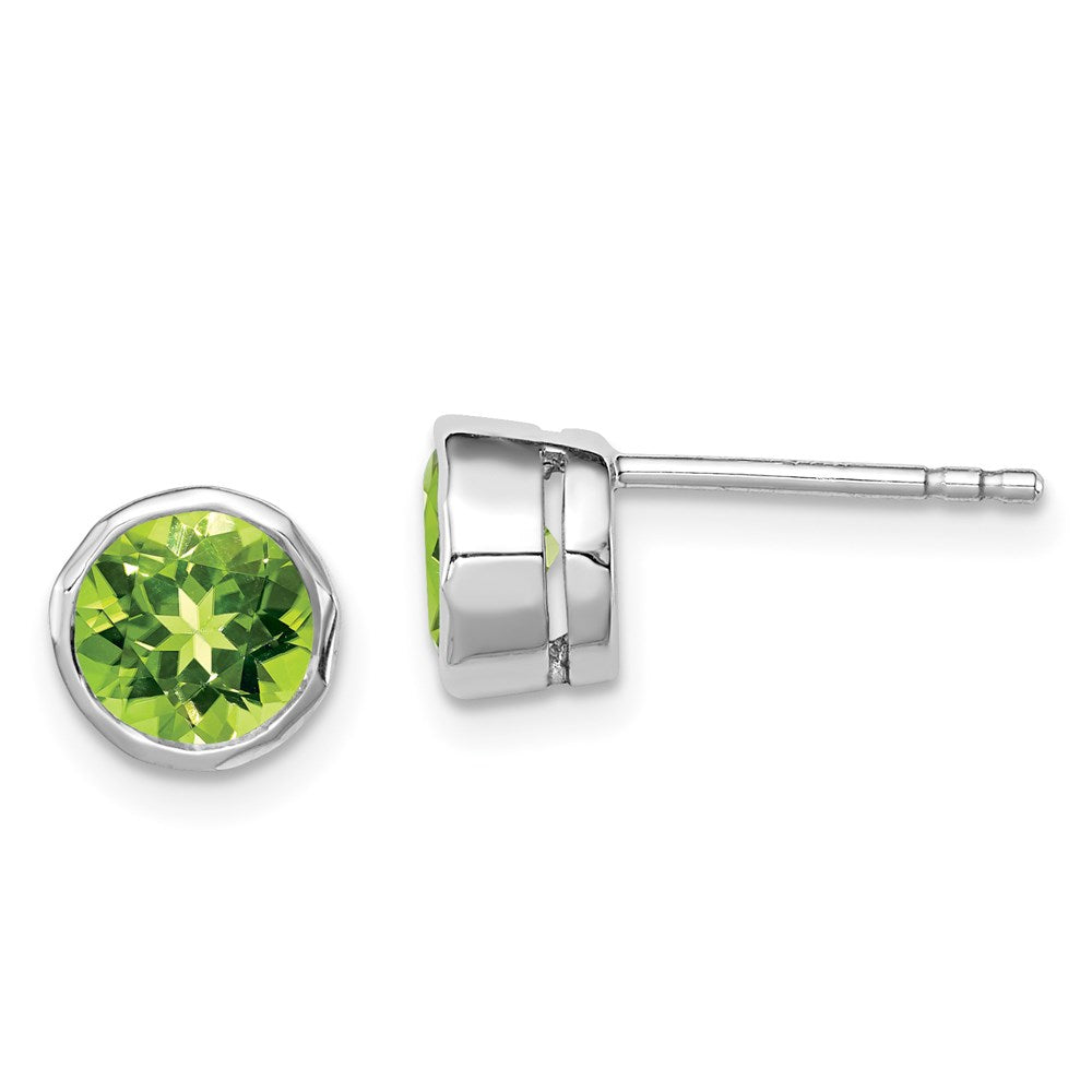 Sterlingsilber Rhodiniert Peridot Kreis Ohrstecker