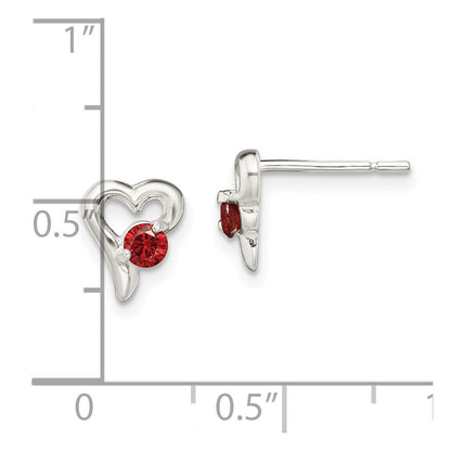 Sterlingsilber Poliert Rot Zirkonia Herz Ohrstecker