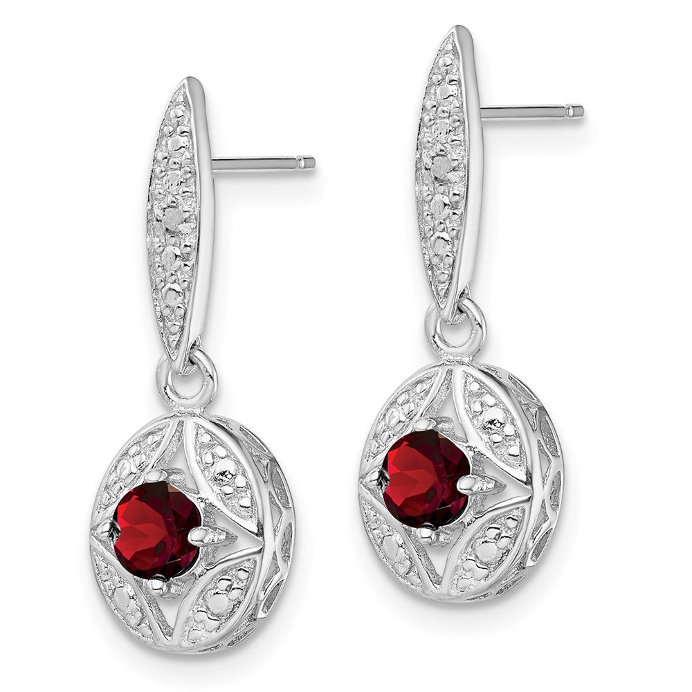 Sterlingsilber Rhodiniert Granat und Diamant Ohrhänger
