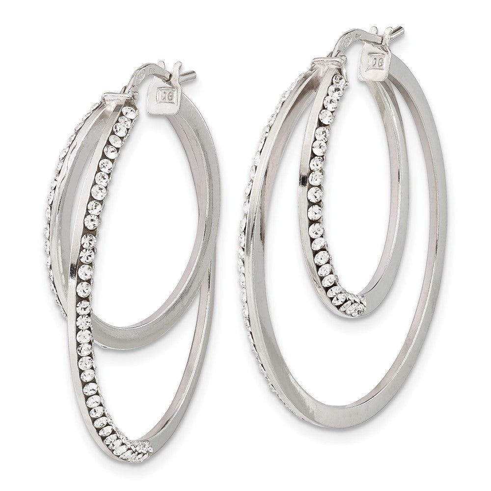 Sterlingsilber Stellux Kristall Doppelt Rund Creolen